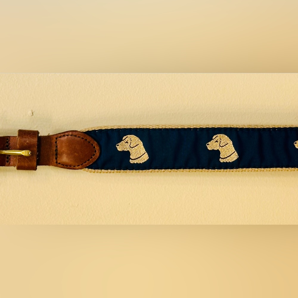 Palmetto Moon Leather Man Ltd Boys size 24 navy canvas/leather dog belt